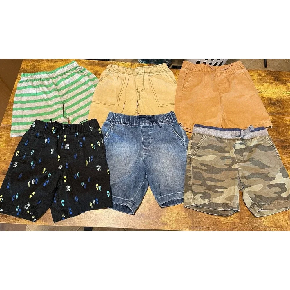 Boys Shorts Mixed Lot Sz 3T Carter’s Garanimals Chino Denim Camo Surf 6 Pack